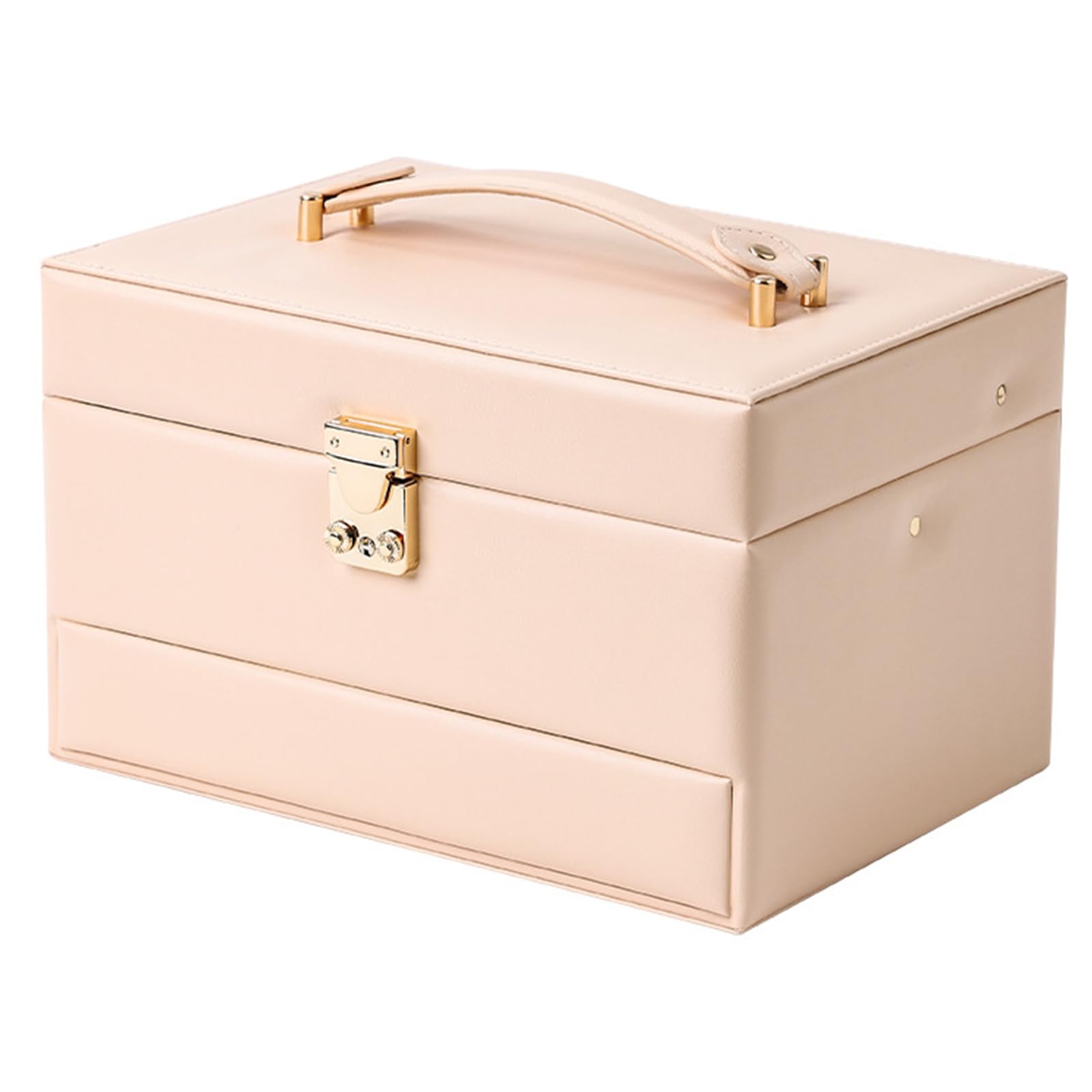 Joyero de apertura automática, organizador de cuero de 3 niveles para aretes, collares, anillos, estuche de almacenamiento apto para viajes, estuche de joyería con múltiples compartimentos