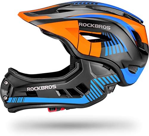 ROCKBROS Kids Full Face Helmet Kids Bike Helmets Lightweight Toddler Mountain Bike Helmet Detachable for MTB BMX Skating Cycling Scooter Safety Bicycle Helmets for Youth Child Boys Girls Ages 3-16