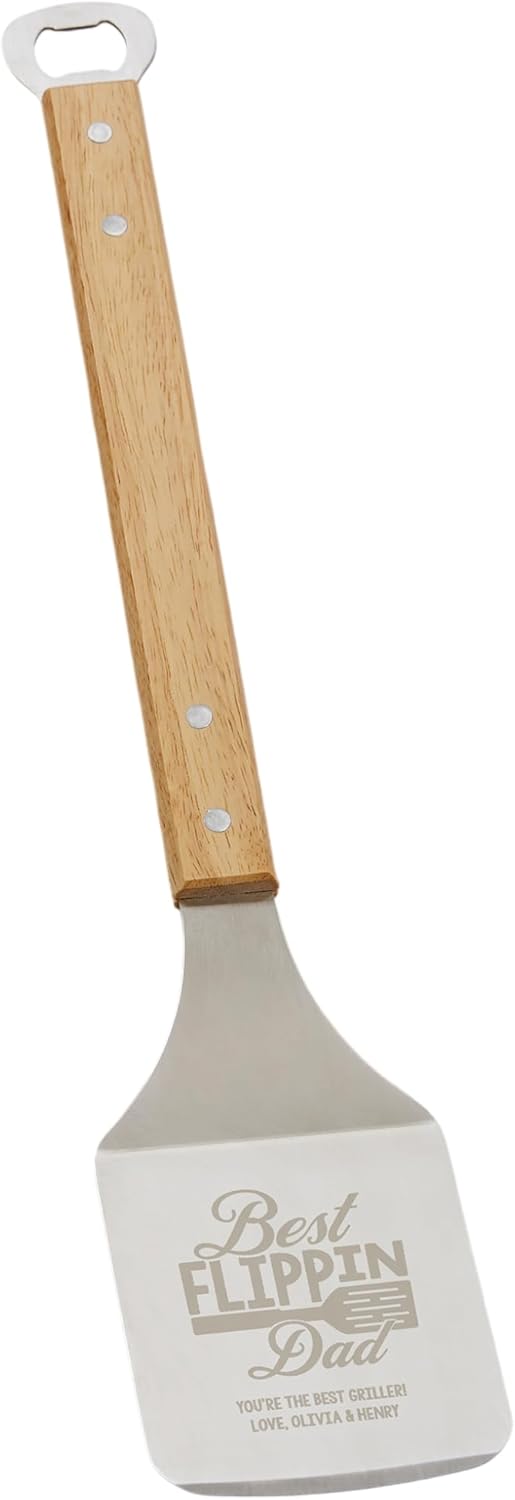 Personalization Universe Master Grill Spatula with Bottle Opener - Custom Stainless Steel BBQ Tool for Dad, Perfect for Father's Day & Birthday, Personalized Metal Spatula For Dad, Custom Gift for Dad