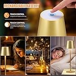 BGFHome Cordless Table Lamp LED Desk lamp,5000mAh Rechargeable Touch Night Light Wireless Minimalist Design for/Restaurant/Bedroom/Bars/Outdoor Party/Camping/Coffee Shop(2 Pack Gold)… - Image 5