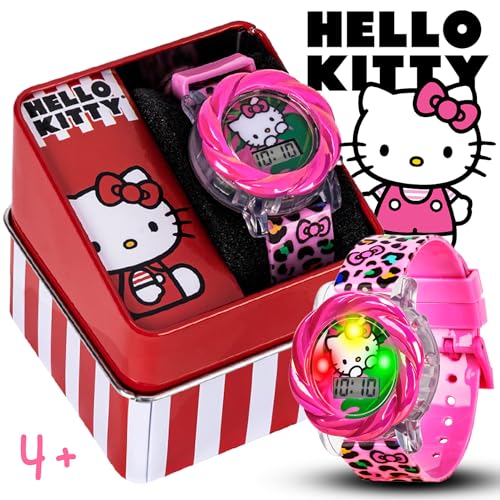 Hello Kitty LCD Watch for Girls with Flashing LED Lightshow - Vivid Pink Strap, Iconic Hello Kitty Design, Fun Time-Teaching Accessory2