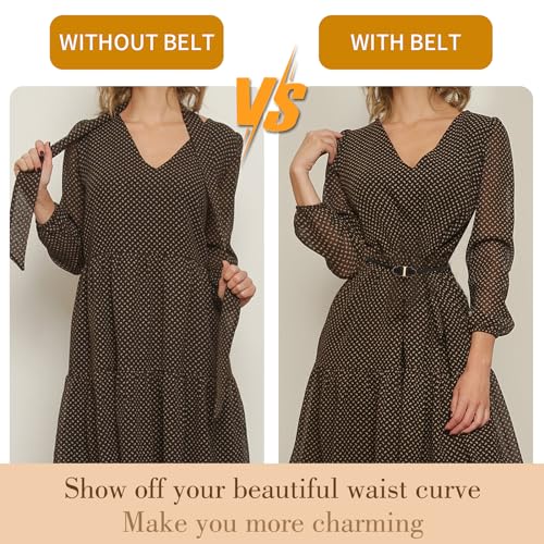Metal Belts for Women, Elastic Skinny Waist Chain Belt Adjustable Stretchy Waist Cinch Belt for Dresses, Jeans3
