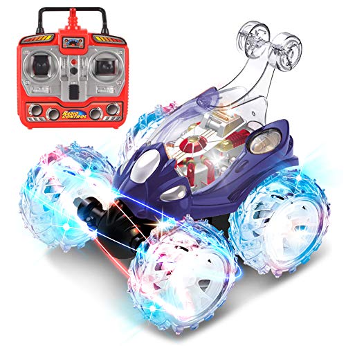 JOYIN Radio Remote Control Invincible Tornado Acrobatic Stunt RC Car Vehicle with Flashing LED Light and Playful Music (Rechargeable Battery for Vehicle Included)