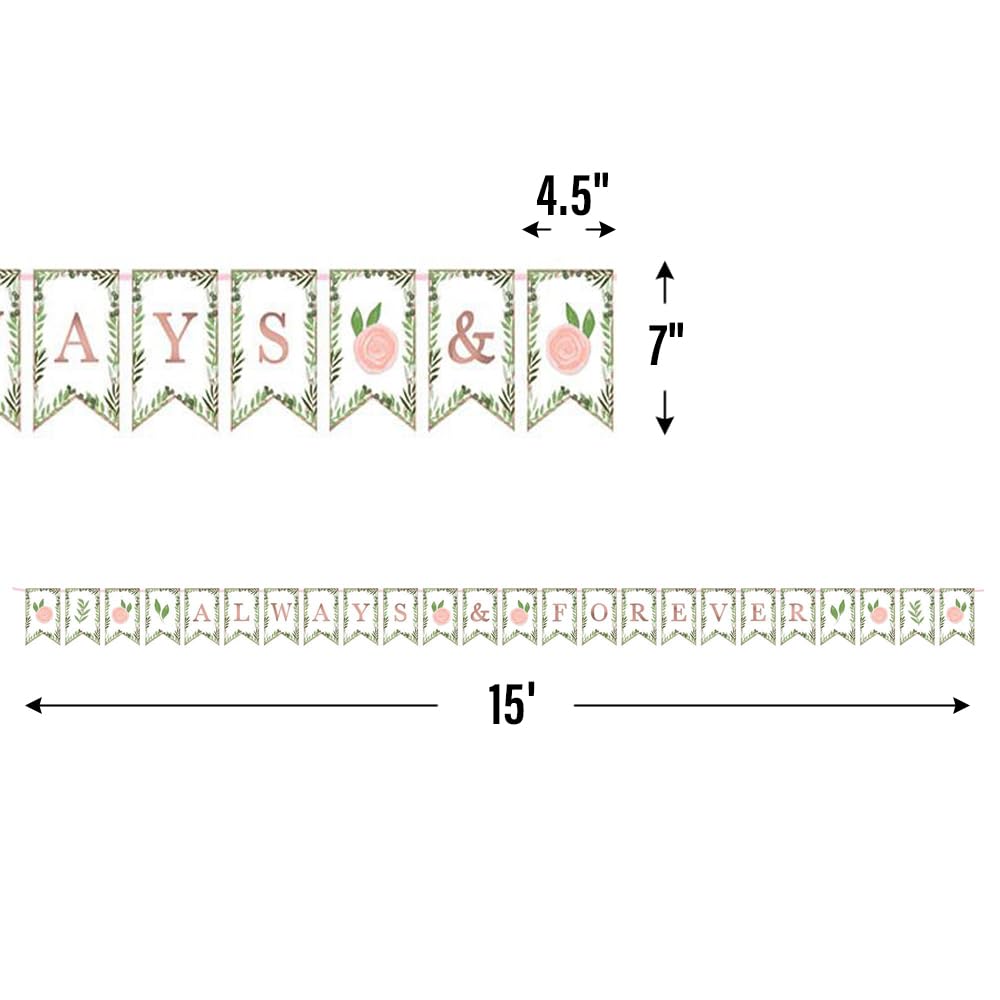 amscan 122143 Love & Leaves Wimpelbanner, 4,57 m, 1 Stück, Banner Wimpelkette Lv und Blätter, 4.57m