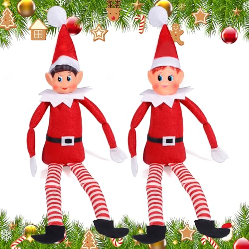 ITMNMNL Elfo Navidad 2 Piezas Muñecos de Navidad,Elfo Travieso,Muñecos Decoracion - 43cm
