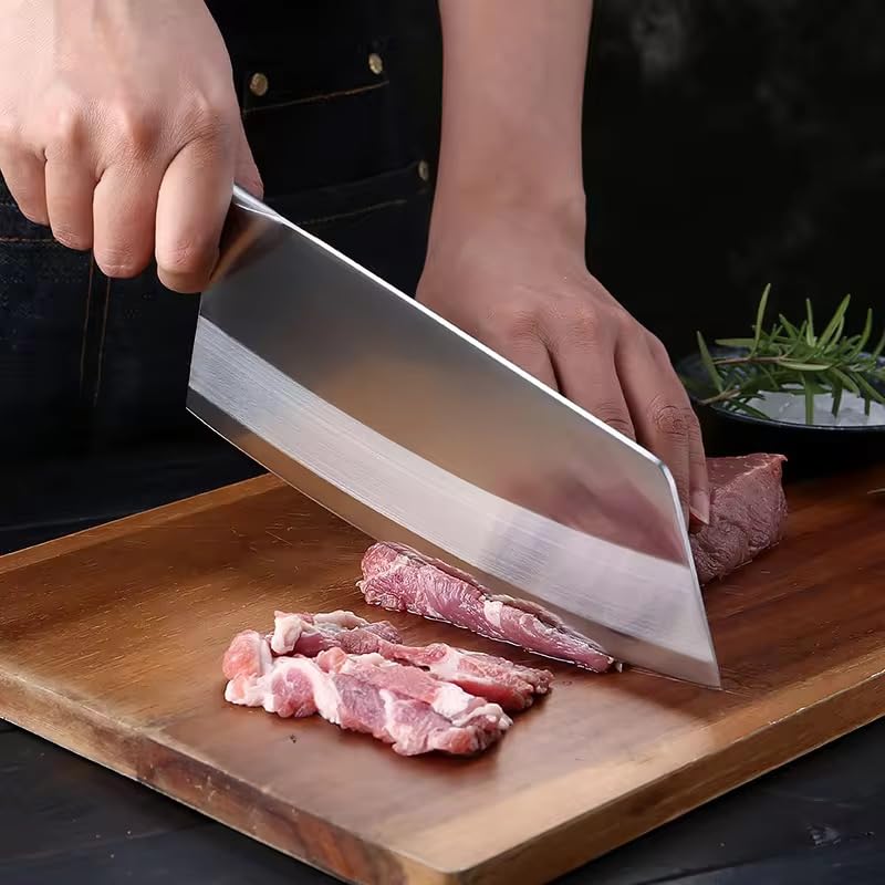 Image of Wizbiz 7 Inch Blade Meat Cleaver Knife for Kitchen Heavy Duty Meat Knife Butcher Cleaver Chopper for Cutting Mutton, Chicken, Bones Vegetable - Kitchen Cutting Tool