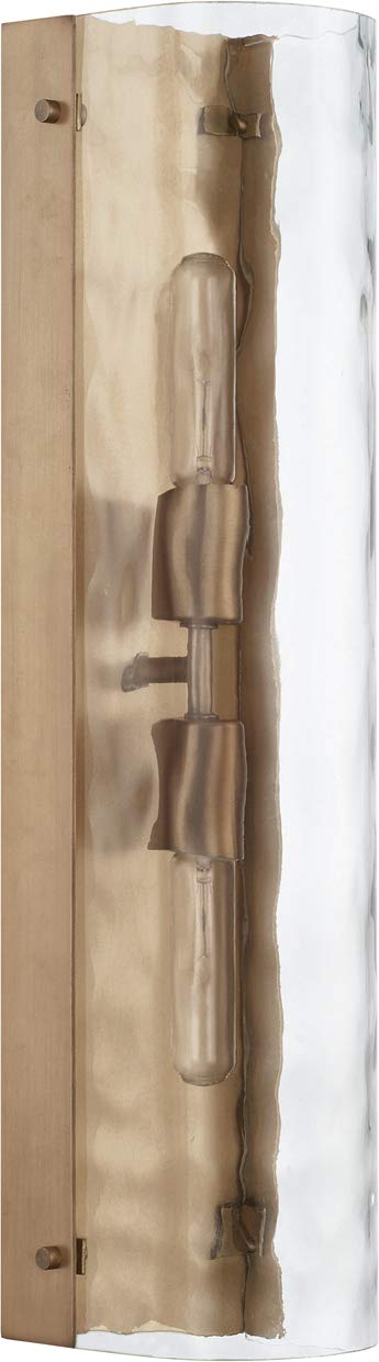Capital Lighting 627521AD Lyra Clear Water Glass Wall Sconce, 2-Light 200 Total Watts, 22" H x 6" W, Aged Brass