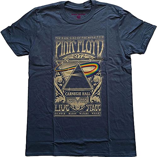 Image of Pink Floyd T Shirt Carnegie Hall Poster Official Womens Navy Blue L