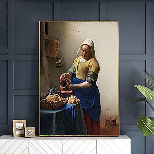De Melkmeisje Door Johannes Vermeer Vrouw Beroemde Canvas Schilderij Posters Prints Wall Art Foto Woonkamer Decor… - Image 5