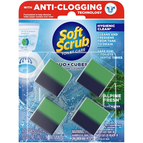 Soft Scrub in-Tank Toilet Cleaner Duo-Cubes, Alpine Fresh, 4Count