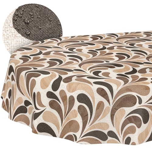 Nappe imperméable beige ovale 300x140 cm antitache lavable ANRO pour table extérieure - 2