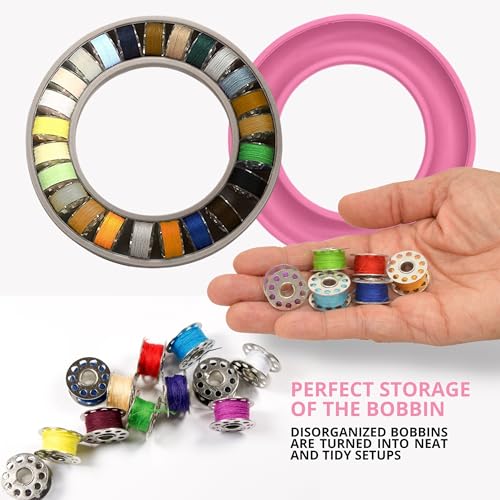 Image of 8 PCS Round Bobbin Holders for Sewing - Silicone Sewing Bobbin Holder Set in Pastel Colors, Flexible Sewing Machine Bobbin Holder Rings for Thread Organization & Sewing Bobbin Storage