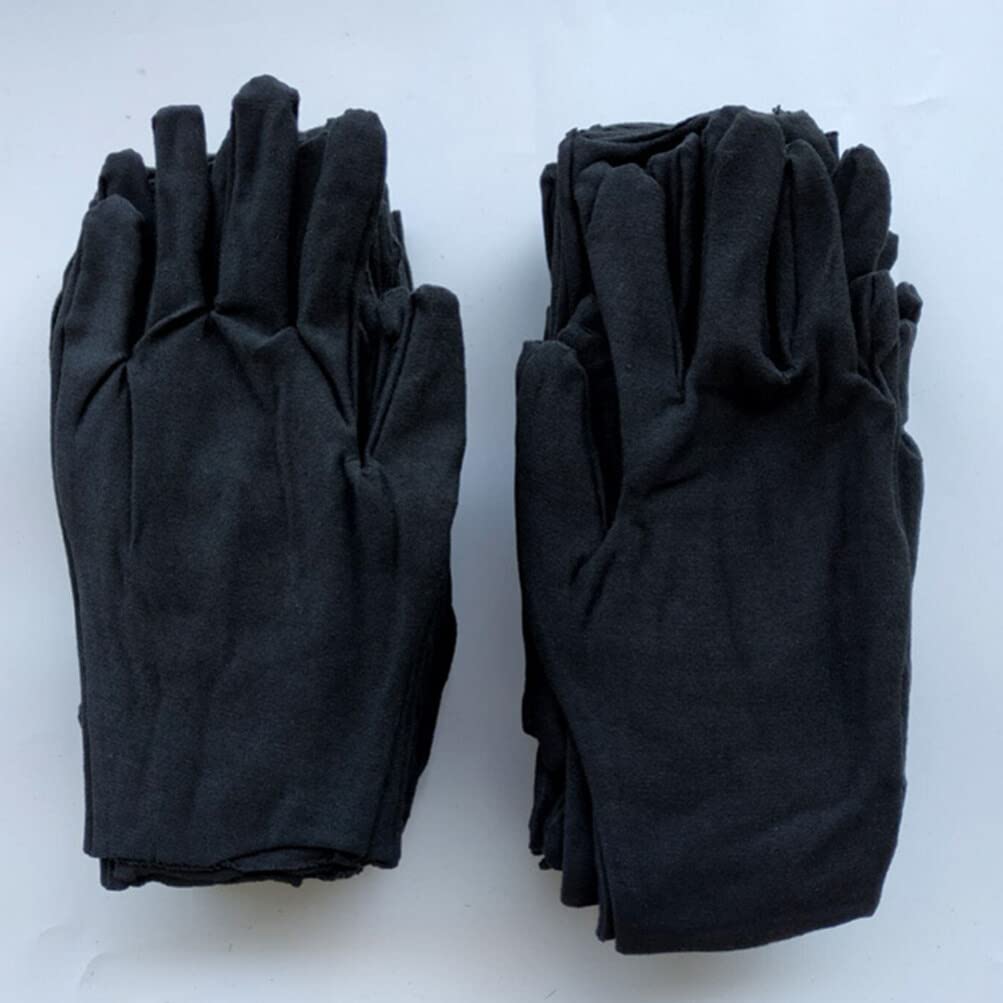 FRCOLOR 12pares Guantes De Protección Laboral De Algodón Negro Delgados Para Seguridad El Trabajo Uso Múltiple y Comodidad Jardinería y Carpintería