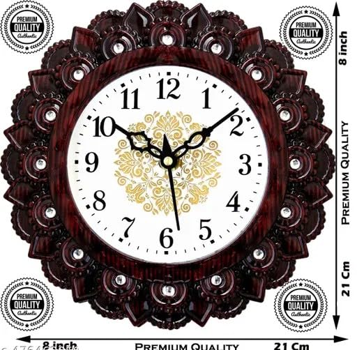Image of IGF Decorative Analog Printed Round Dial Silent Wall Clock FSS Clock 138Brown