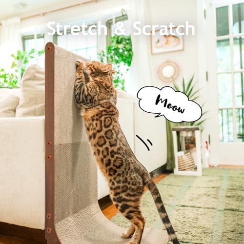 Necoichi Cardboard Cat Scratcher Wall for Indoor Cats - Cat Scratching Board, Cat Scratch Pad Lounger with Reversible Usability and Extra Comfort for Lounge, Curved (Dark Cherry, Large) - Thumbnail 3