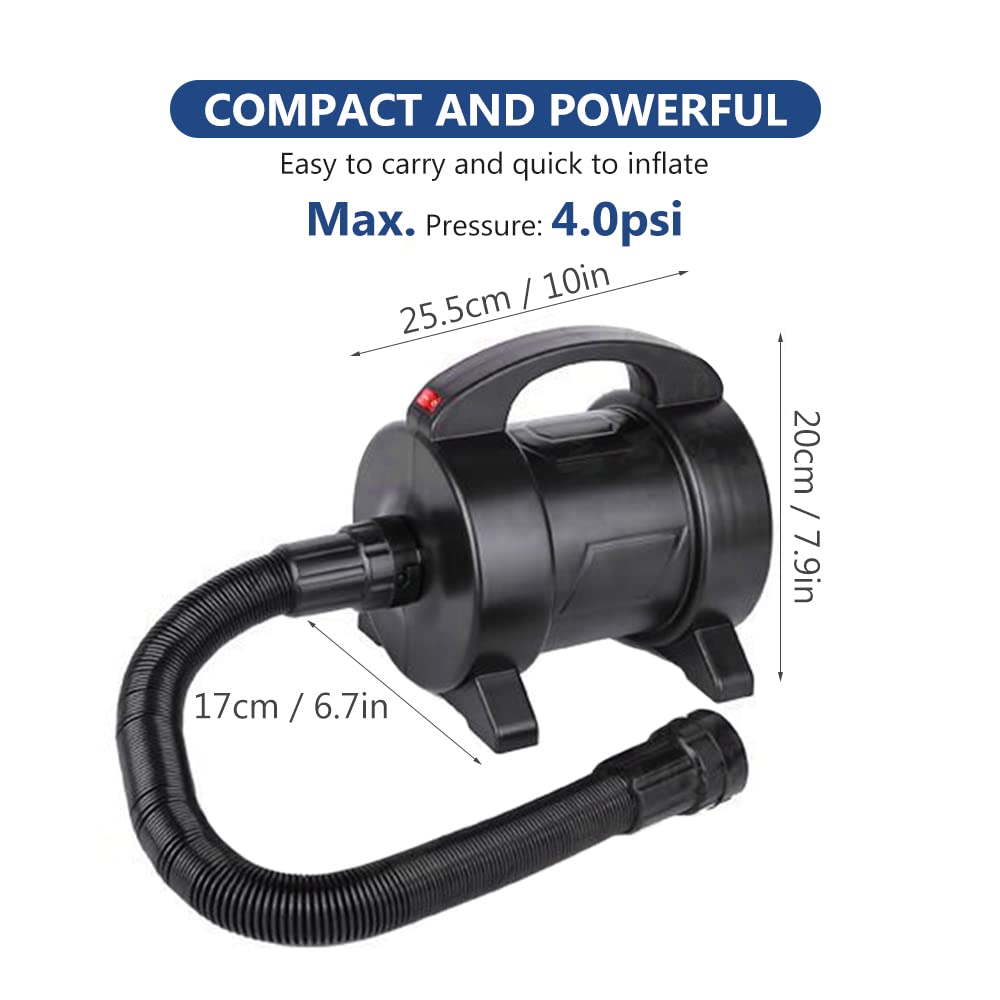 Pompa elettrica portatile 1600W Pompa per materasso ad aria Gonfiaggio rapido Pompa elettrica per gonfiaggio Gonfiatore Deflatore con 2 ugelli per gommone con letto ad aria