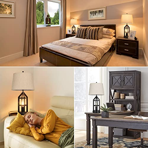 Farmhouse Table Lamps for Living Room Set of 2, 3-Way Dimmable Touch Control Bedside Lamps with 2 USB Charging Ports, Bedroom Reading Lamps for Nightstand, Rustic Home Decor, 4 LED Bulbs Included - Image 8