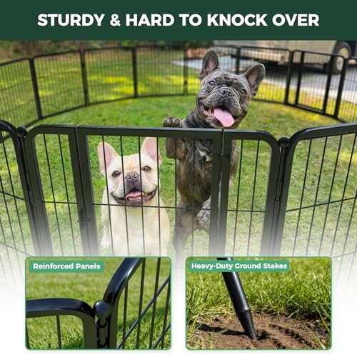 Image of FXW Instant Dog Playpen with RV Step Grid for RV Camping, 24 inch H, 48 Panels | Quick-Setup & Heavy-Duty Play Yard, Helps Close Stair Gaps, Fits 30 inch RV Step Opening, For Puppies & Small Dogs, Patented