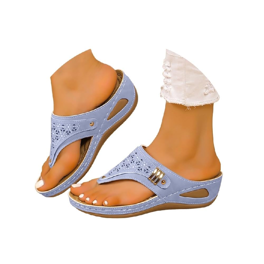 Générique Sandales Femme été Confortable Chaussures Femme ete Tong Confortable Compensées Plateforme Orthopédique Sandales avec Support Pantoufles en Cuir Mode Tongs Sandale à Bout Ouvert Flip Flops