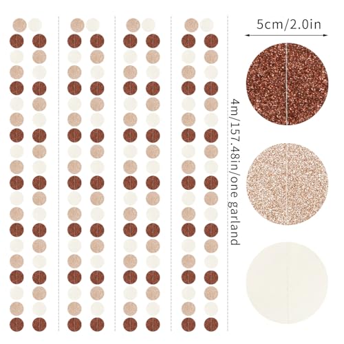 Image of Boho Brown Champagne-Gold Party-Decorations Streamers-Garland - 52ft Fall Rustic Birthday Hanging Paper Banner,Autumn Baby Bridal Showe Neutral Wedding Bachelorette Decor Hugfond