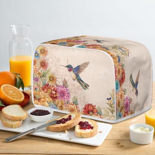 Image of Talayituse Hummingbird Daisy Print 2 Slice Toaster Covers Dust Protection Bread Maker Covers Toaster Oven Cloth Cover Kitchen Accessories Washable Appliance Cover with Handle, S