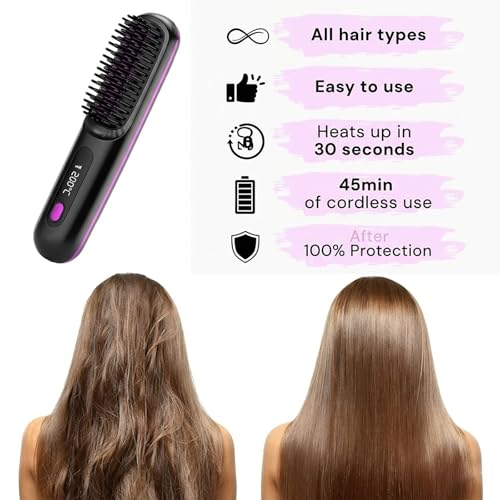 Brosse pour cheveux courts électrique pour lissage rapide bleu