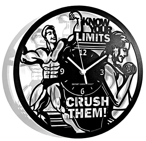 Orologio da Parete Palestra Design Bodybuilding Motivazionale Gym Decorazione Fitness e Culturismo Idea Regalo Originale