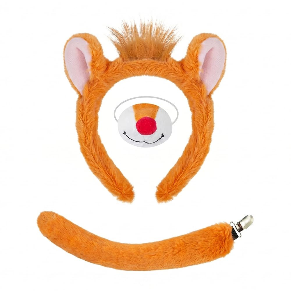3pcs Plush Chipmunk Dress-Up Set with Ear Headband, Nose and Tail (01)