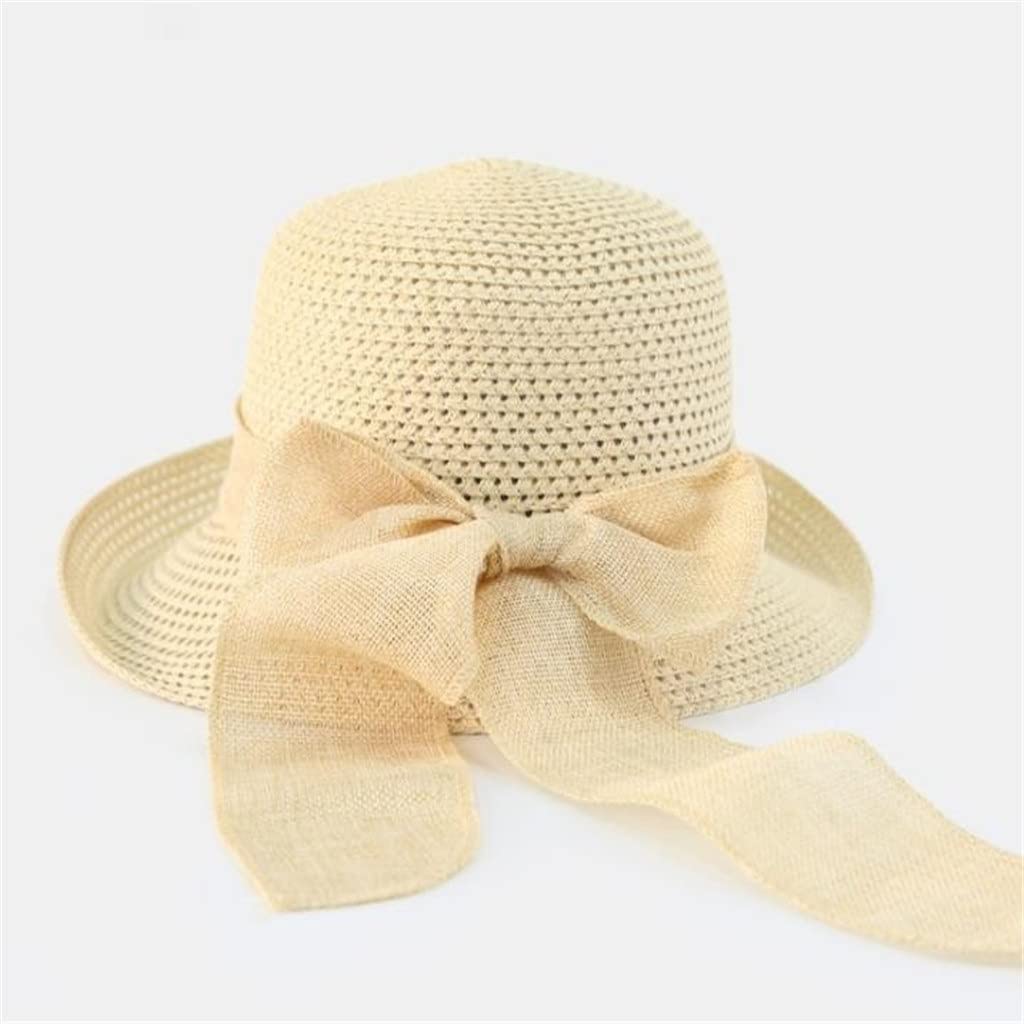 TOBILE Cappello da sole in paglia Regency Cappelli da donna Cappelli da sole con fiocco da spiaggia Cappello da spiaggia con tesa larga larga Fedora Chapeau Femme-Marrone chiaro, M (55-58 cm