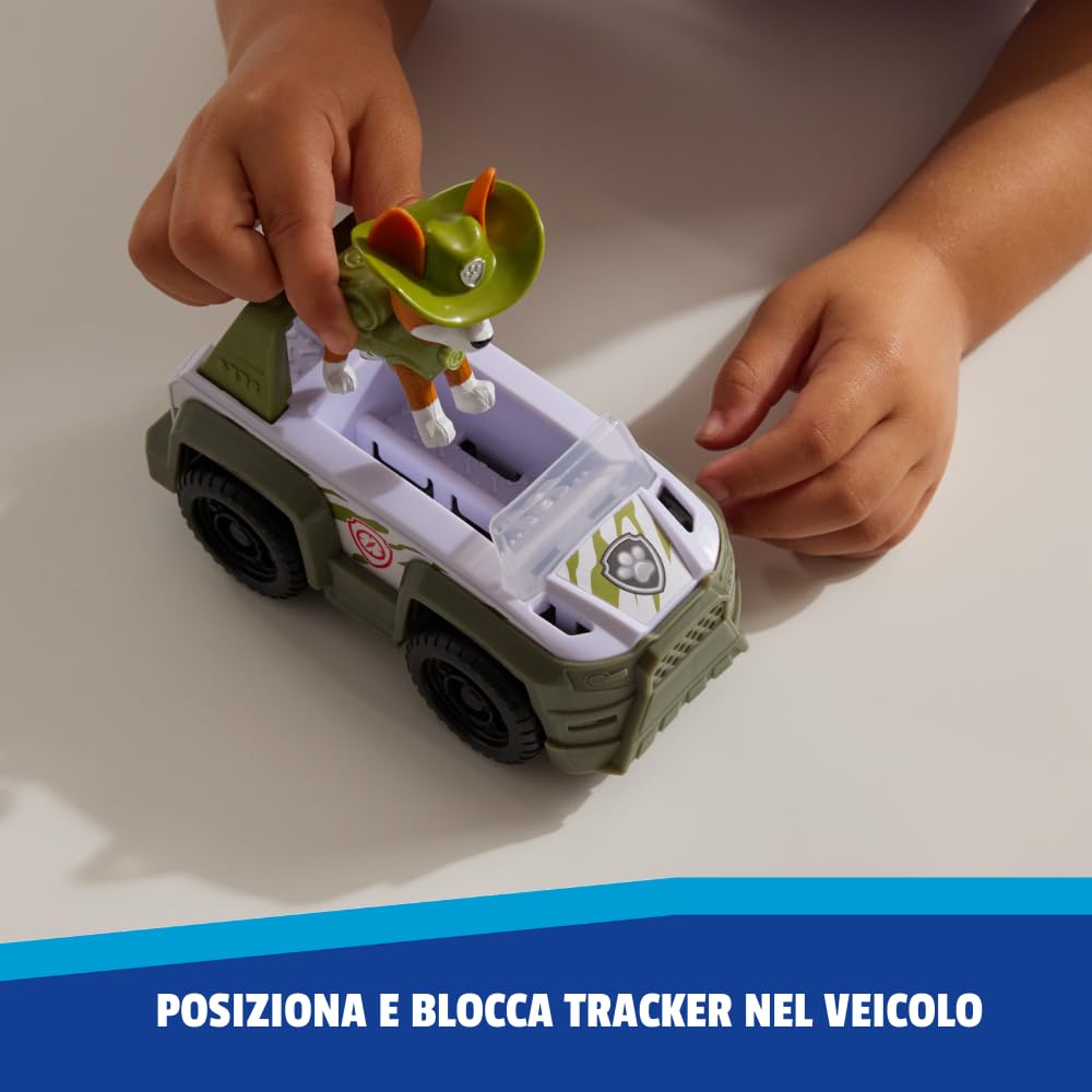 Paw Patrol, Veicolo Jungle Cruiser di Tracker 2025, Veicolo e Personaggio Tracker, Giochi per bambini e bambine dai 3 anni in su