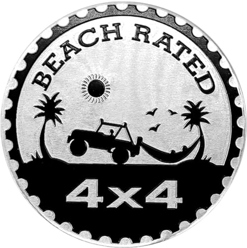 Image of Beach Badge Rated Car Emblem, 4 x 4 Metal Automotive Badge 3D Metal Car Emblems Round Emblem Decals Car Badge Decals Stickers Compatible with Jeep Wrangler Vehicles Trucks SUV Accessories(ZS072)