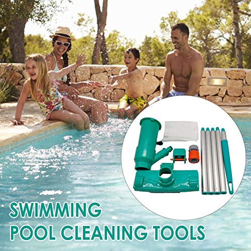 Aspirador de pó portátil para piscina com 5 seções de polo, escovas de esfregão, saco de folha, cabe