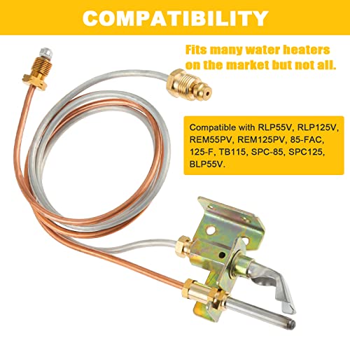 Water Heater Pilot Assembly For Tubing Lp Propane Gas, Universal Pilot Assembly For 24-Inch Gas Furnaces Boilers Water Heater Replacement Parts, Includes Pilot Thermocouple And Tubing #TOP5