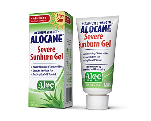 Alocane Severe Sunburn Gel, with Lidocaine, Vitamin E & Brazillian Aloe, Pain, Itch, After Sun Relief to Help Soothe, Repair, Cool & Heal Sun Burned Skin, Alcohol Free Non-Irritating, 2.5 oz.