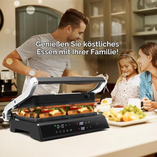 Foto von RELAX4LIFE Kontaktgrill 1800W, Elektrogrill Sandwichmaker Paninimaker, Sandwichtoaster 3 in 1, Grilltoaster 90℃-230℃, Indoor Grill mit Antihaftbeschichteten & Abnehmbaren Platten