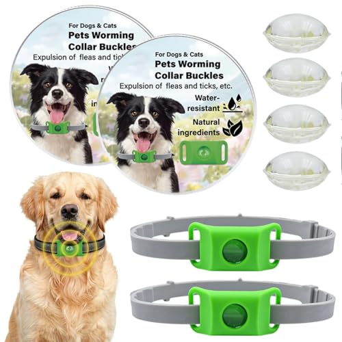 Aqualitypets Collier Antiparasitaire - Protection Longue Durée, Réglable Et Étanche Pendentif avec Recharges D'huiles Essentielles Naturelles, pour Chien Et...