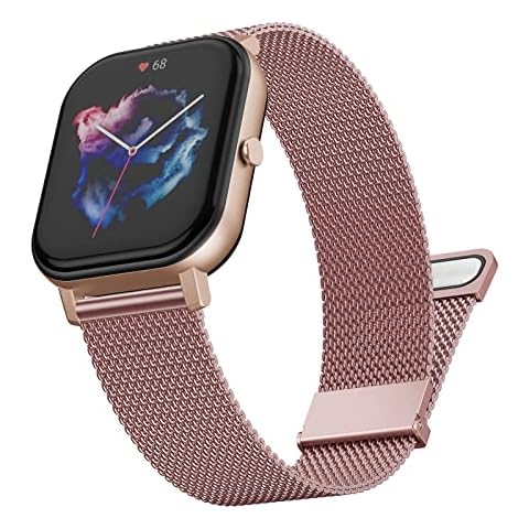 Metal Strap for Amazfit GTS / GTS 2 /GTS 3/ GTS 2 Mini / GTS 2e /GTR 42 mm /Bip /Bip S/Bip U, 20mm Stainless Steel Strap for Galaxy Watch Active2/Galaxy Watch 42mm/Galaxy Watch 3 41mm/Gear Sport Cover