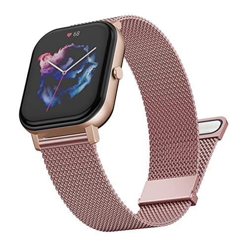 Bracelet en Métal pour Amazfit GTS/GTS 2 /GTS 3/GTS 4 Mini/GTS 2 Mini/GTS 2e /GTR 42 mm/Bip/Bip S/Bip U, Bracelet de 20mm pour Galaxy Watch Active2/Galaxy Watch 42mm/Galaxy Watch 3 41mm Cover