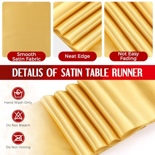 Image of Breling 24 Pack Red and Gold Disposable Plastic Tablecloths and Satin Table Runner Set, 54 x 108 Inch Tablecloth, 12 x 108 Inch Table Runners for Wedding Graduation Birthday Baby Shower New Year