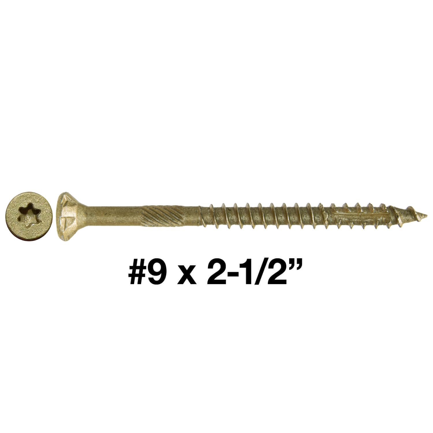 Jake Sales Tornillo de madera multiusos con revestimiento de bronce #9 x 2-1/2 pulgadas, cabeza plana Torx/Star Drive (5 libras - 465 aprox. número de tornillos) con revestimiento exterior - Tornillos