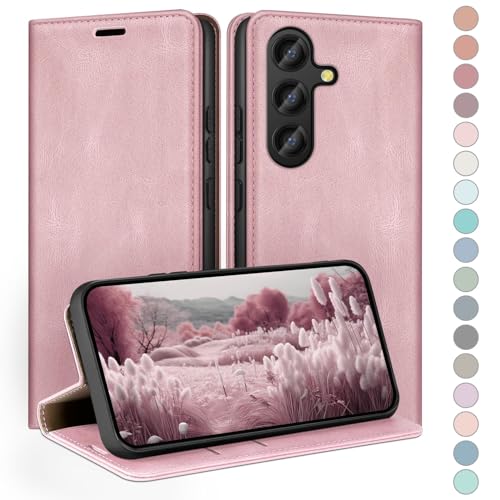 Étui Samsung S23 FE 5G en cuir premium rose protection intégrale