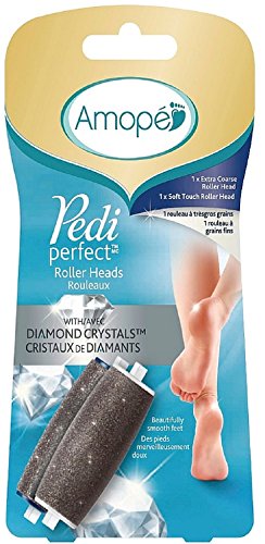 Amope Pedi Perfect Foot File Roller Heads Diamond Crystals Refills 2 ea (Pack of 4)