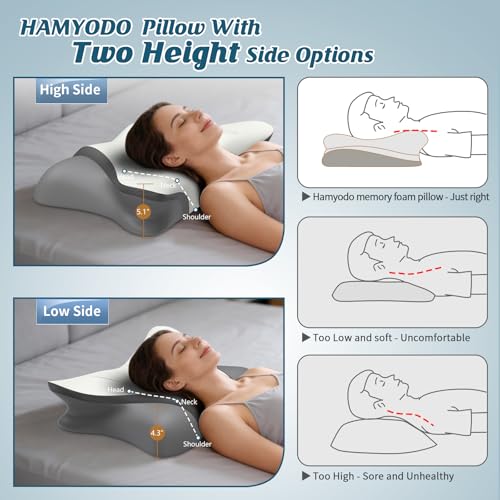 image for HAMYODO Cervical Neck Pillow for Pain Relief, Bed Pillows for Sleeping