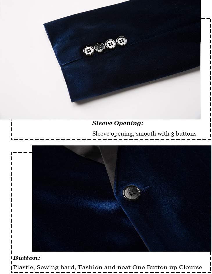 THWEI Mens Velvet Blazer Slim-Fit Solid Color One Button Blazer Sport Coat Jacket for Wedding Dinner Party - Image 4