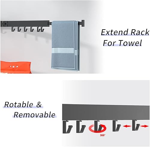 Miniatura 4 de Estante de secado de ropa para montar en la pared ganchos plegables para ropa estante de lavandería que ahorra espacio para interiores y exteriores