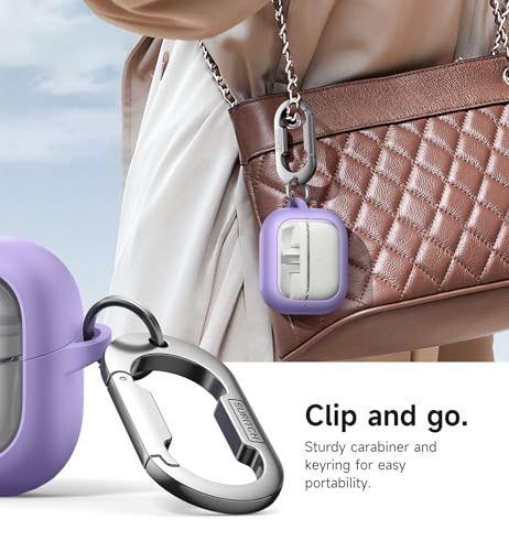 Image of SURITCH for Samsung Galaxy Buds 3 Pro (2024) / Buds 3 (2024) / Buds3 FE (2025) Case, Magnetic Bumper Cases, Rugged Shockproof Protective Covers with Carabiner & Cleaning Kit & Removal Tool, Purple