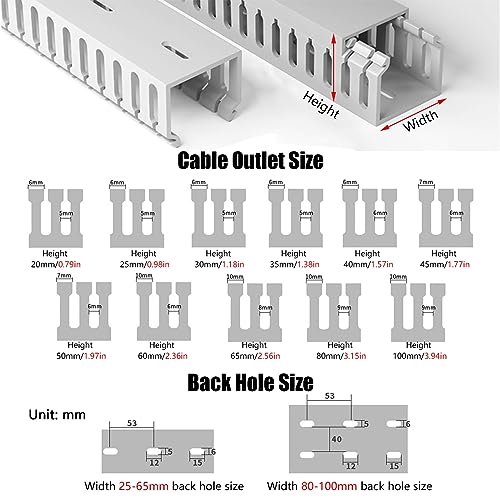 Canaleta para gestión de cables con tapa, 1 metro, PVC gris para cables de red, organizador de cables para escritorio para ocultar cables de TV y computadoras (Tamaño: HxW 40x25mm) miniatura 4