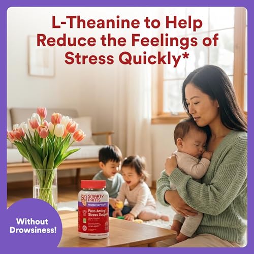SmartyPants Adult Stress Support Gummies: Fast-Acting Calm & Mood Support with L-Theanine 200mg & Ashwagandha (Sensoril), Non-Drowsy, Mixed Berry Flavor, 60 Count (30 Day Supply) - image 5