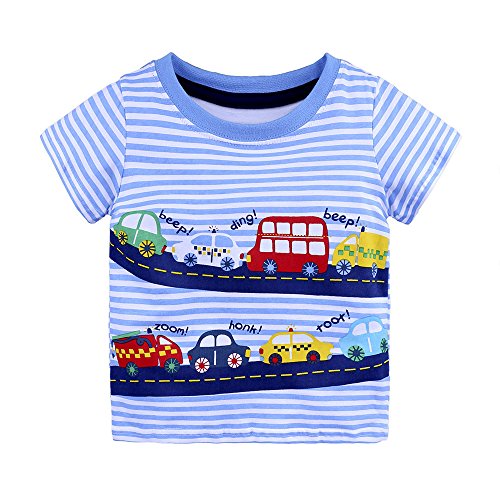 WOCACHI Toddler Baby Boys Clothes, Summer Infant Baby Kids Boys Girls T Shirts Cartoon Print T Shirts Tops Outfits Infant Bodysuits Rompers Clothing Sets Christening Short Long Sleeve Organic Cotton