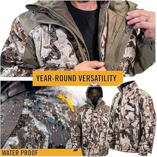 HOT SHOT Men’s 3-in-1 Insulated Camo Hunting Parka, Waterproof Jacket, Versatile Camouflage Hunting Clothes for Men4